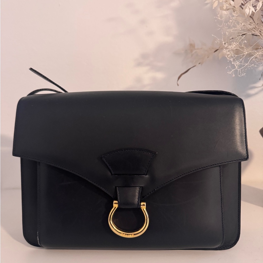 Vintage Celine Satchel/Shoulder Bag in Dark Navy Blue - Picture 3 of 13